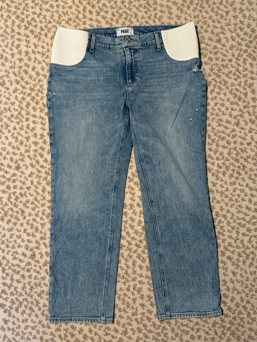 PAIGE Noella Maternity Straight-Leg Jeans with White Waist Panels